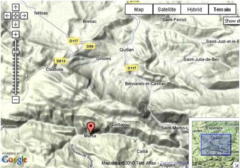 Carte du relief mMarsa aude